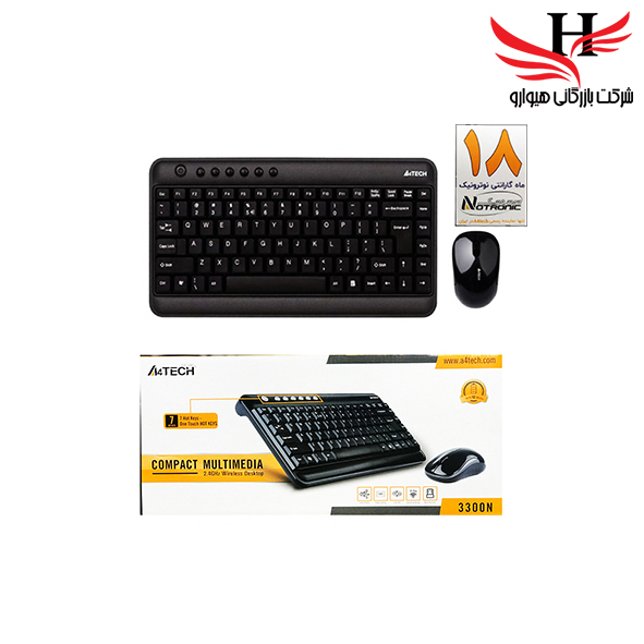 تصویر کیبورد و ماوس وایرلس a4tech-3300N