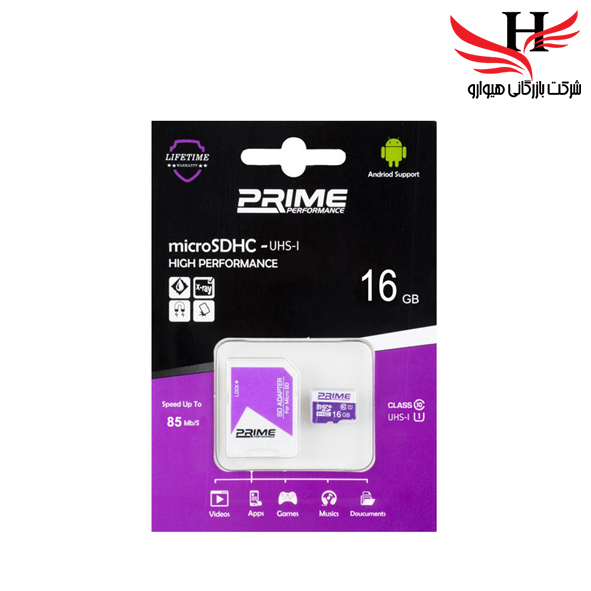 تصویر کارت حافظه رم Micro SDHC-UHS-Iحافظه 16 گیگ برند PRIME