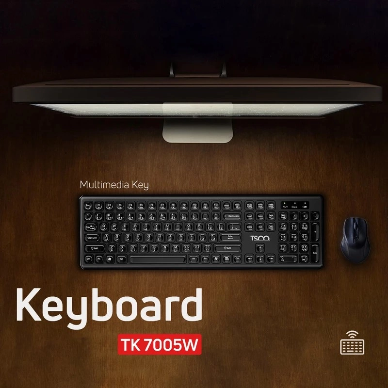 کیبورد بی سیم تسکو مدل TSCO-TK7005W مناسب برای تایپ و کار اداری